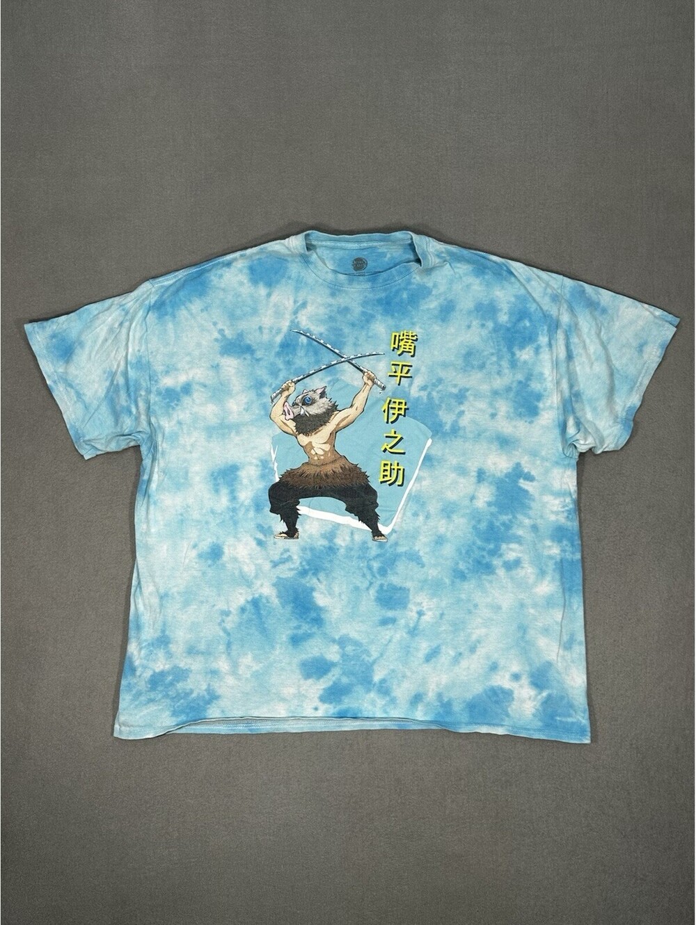 Demon Slayer Inosuke Tie Dye T Shirt Men’s XL Blue Anime Graphic Tee